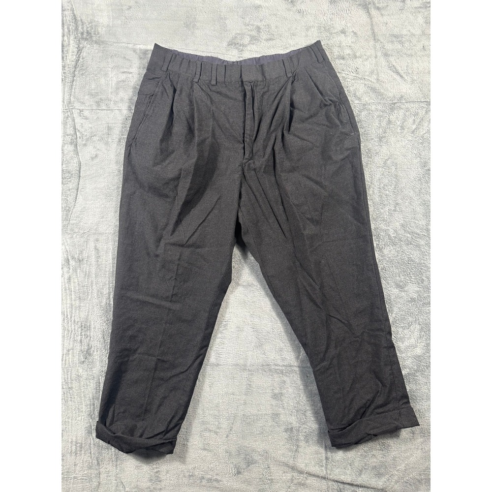 Oxxford Clothes Neiman Marcus Mens Charcoal Grey Pleated Cuffed Dress Pants31x23